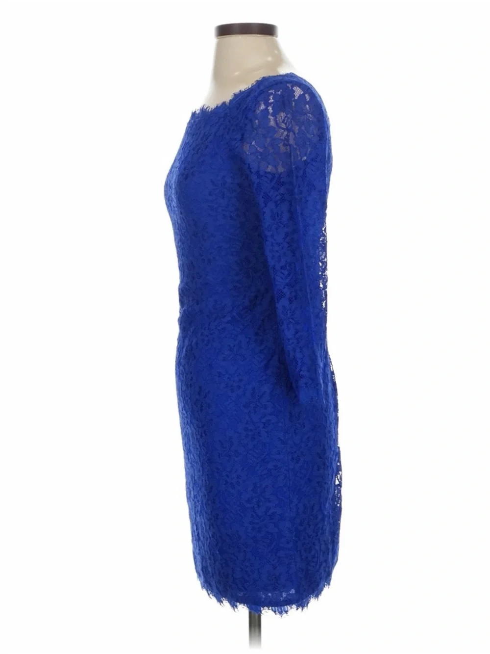 Diane Von Furstenberg Royal Blue Lace Long Sleeve Sheath Dress 0